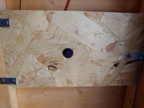 DC switch mounted in wooden board