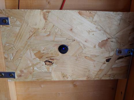 DC switch mounted in wooden board